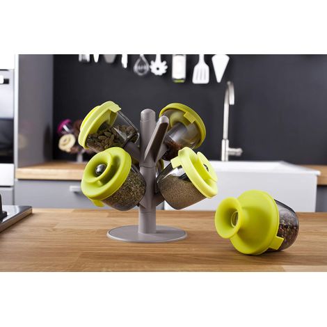 Vacu Vin Popsome Set 6 Contenitori Portaspezie Popsome, con Supporto Ad Albero