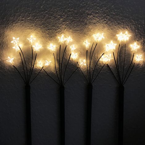 4er Set LED-Gartenleuchtstäbe mit 24 Sternen Batteriebetrieben-DLK078W (1/5)