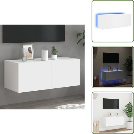 Mobile porta TV - vidaXL Mobile TV a Parete con Luci LED Bianco 80x35x31 cm - Comodino a muro