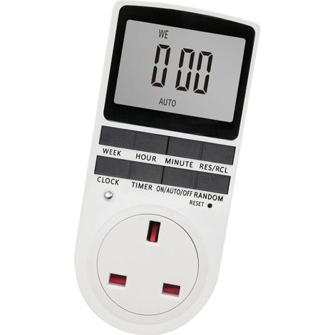 Adatto per prese con interruttore temporizzato a spina e display LCD, per accendere e spegnere automaticamente gli apparecchi.