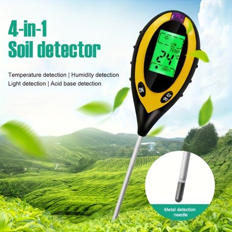 Détecteur De Sol 4 En 1, Écran LCD Rétroéclairé, PH-mètre/humidité Du Sol/température Des Plantes/intensité De La Lumière Solaire (1/5)
