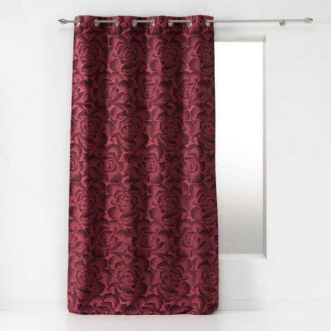 Rideau à Œillets 140 x 260 cm – Jacquard – Rosalina Bordeaux (1/4)