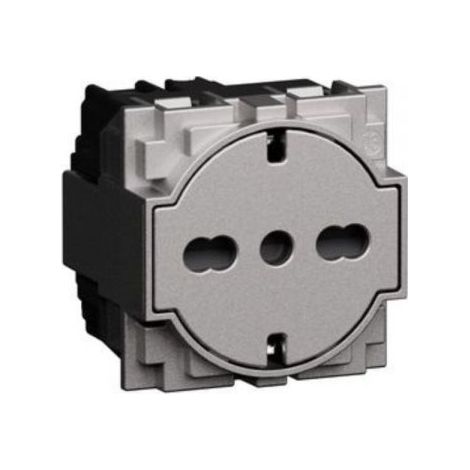 BTICINO Presa Flat Standard Tedesco e Bipasso 10/16A 250 V Ac - STEEL living now - KS4140A16F