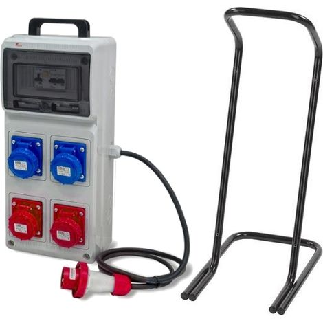 Quadro ASC portatile, 3KW 230V/9KW 400V, IP65, 2 prese 2P+T 16A e 2 prese 3P+T 16A , spina 3P+N+T 16A, con magnetotermico differenziale e cavalletto - Rosi 2242C (1/3)
