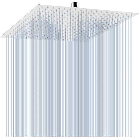 Grande Pomme de Douche au Plafond de 40.5cm - Pommeau de Douche Carré à Haute Pression en Acier Inoxydable pour une Douche Confortable - Installée au Mur ou Plafond (16'' Chrome) (1/5)