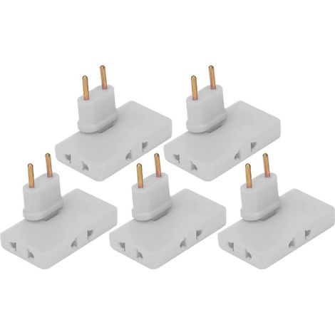 Lot de 5 convertisseurs de prise sans fil, rotation à 180 degrés, adaptateur de prise UE 1 vers 3, 110-250 V (blanc) (1/5)