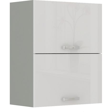 Küche Hängeschrank 60 Bianca Weiß Hochglanz + Grau Küchenzeile Küchenblock (1/5)