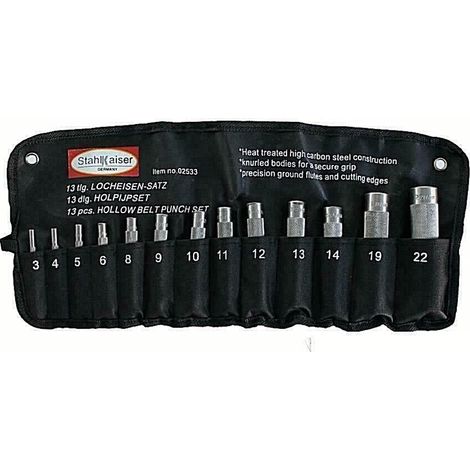 SET 13pz PUNZONI FUSTELLE METRICHE PER CUOIO PELLE CINTE 3-22mm PRO+ STAHLKAISER