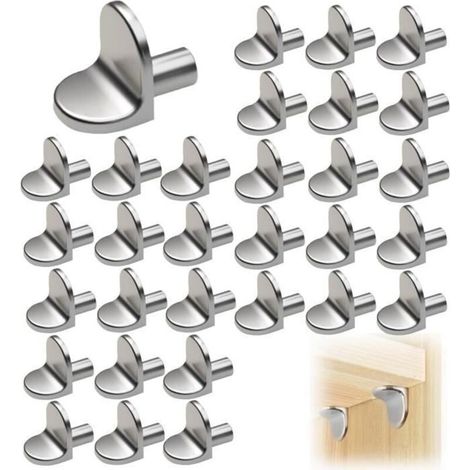 30 Pcs Shelf Support Pegs, L-Shaped Zinc Alloy Shelf Brackets, 5mm Shelf Support Pins for Furniture (1/4)
