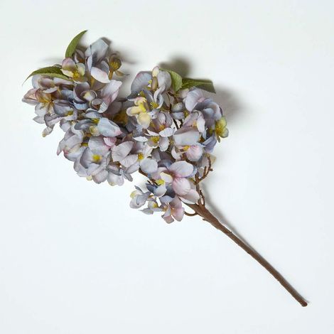 HOMESCAPES Künstlicher Obstblütenzweig blaue Blüten, 64 cm