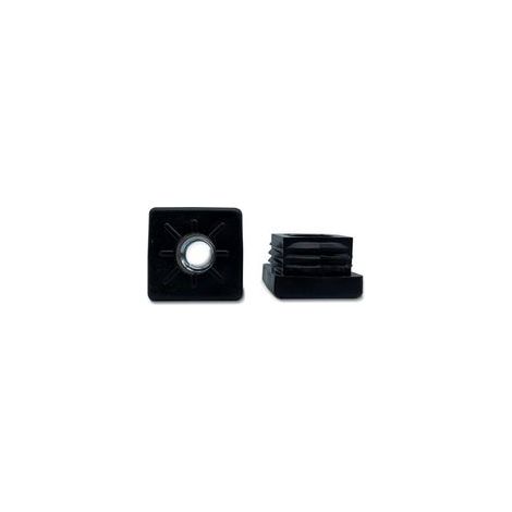 4 - Bouchon Fileté Carré - Embout Pour Tube Carré - Adaptateur Pied Réglable M8 - Pour Mobilier Et Portail Aluminium - Noir - 35x35mm (1/4)