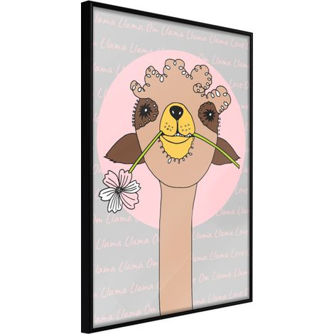 Affiche Murale Encadrée "Cute Llama" 30 x 42 cm Noir