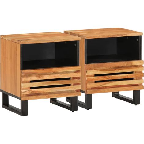 Nachttische 2 Stk. 40x34x46 cm Massivholz Akazie