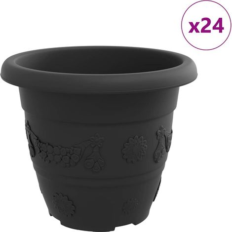 Maison Exclusive - Vaso Rotondo per Fiori 24 pcs Nero Ø 26 x 21.5 cm Plastica