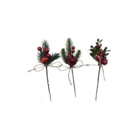 Pick con bacche rosse e fiocco 7 x 3 x 19 cm modello assortito Mercury