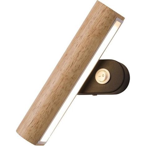 Nordic wooden wall light with switch – Adjustable LED lamp (6W, 12 inches) – Direct connection indoor light – Adjustable acrylic wall light for bedroom, bedside, hotel (1/5)