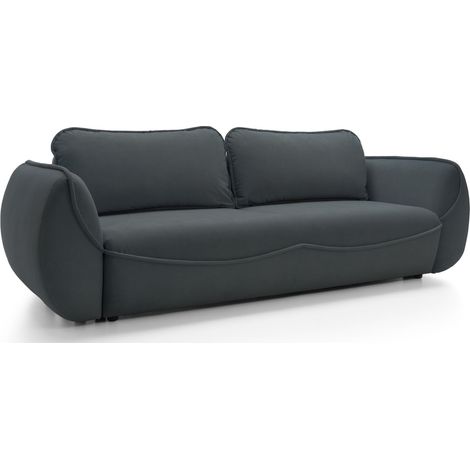 Selsey Cutie – Sofa 3-Sitzer mit Schlaffunktion & Stauraum, Easy-Clean Velours, graphit (1/5)