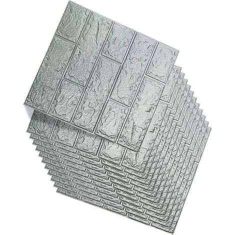 Lot de 12 stickers muraux imitation brique, noirs et gris, imperméables et auto-adhésifs, en polyéthylène haute densité (XPE), pour la décoration.