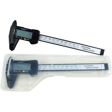 1 Pied à coulisse à vernier, résolution 0,1 mm, écran LCD, fibre de carbone, noir