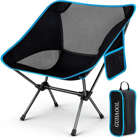 Folding Camping Chair, Lightweight Portable Folding Chair with Carry Bag, Maximum Load 120 kg, Ultra Light Folding Beach Chair for Travel, Hiking, Camping, Picnic