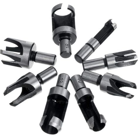[JAMAIS UTILISÉ]Coupe-Bouchons de Bois en Acier au Carbone Forets à Griffes,8 PCS Bois Plug Perceuse Acier au Carbone Plug en Bois Trou Cutter Ensemble de Forets pour Travail du Bois 6 mm 10 mm 13 mm 