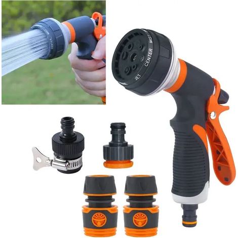 Pistolet d'arrosage haute pression (M) 8 modes, arrosage automatique pour jardin, pelouse et autres espaces verts, nettoyage et pulvérisation. (1/4)