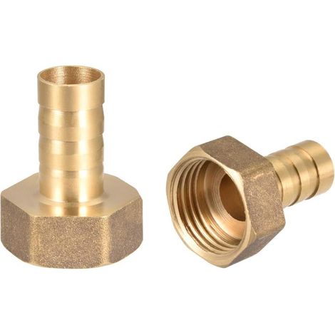 Brass Fluted Connector Barbillon Hose 12mm G1/2 Female 2Pcs (1/3)