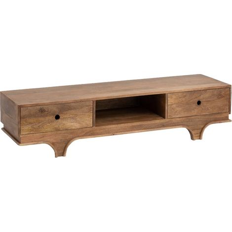 Meuble TV en bois de manguier foncé Daelan (1/5)