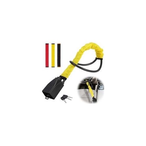 Verrou de volant antivol en acier inoxydable – Système de verrouillage double – 3 clés incluses – Compatible voitures, fourgonnettes, SUV
