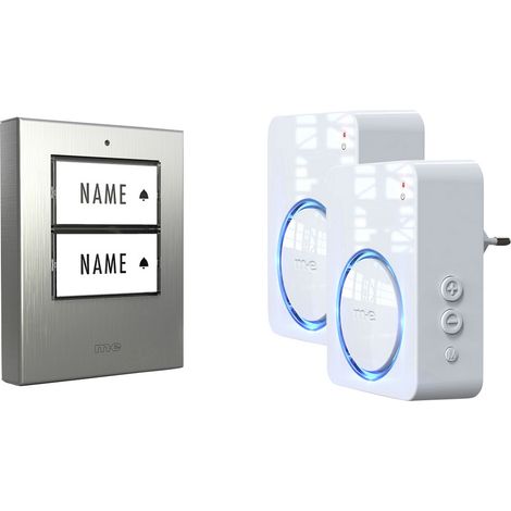 m-e modern-electronics 100151 Sonnette sans fil Set complet éclairée, acoustique actif, avec détecteur de mouvements, a
