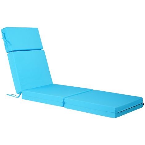 Deckchair Auflagen, 1830x533x98 mm, Liegenauflagen für den Außenbereich, wasserabweisend & farbecht, Sonnenliegen-Kissen mit Bändern, dicke Terrassen-Liegepolster für Pooldeck, Meerblau (1/5)