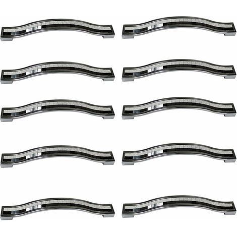 Lot de 10 poignées de tiroir en alliage strass cristal pour commode armoire de cuisine placard, noir et blanc, 128MM-10PCS (1/4)