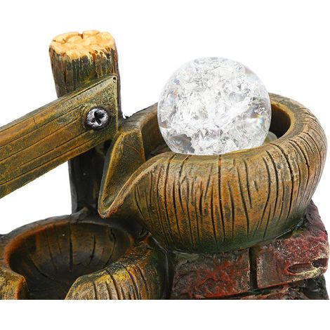 Fontaine de bureau en résine, ornement d'eau fluide, décoration pour la maison ou le bureau, prise UE AC220V-240V (1/5)
