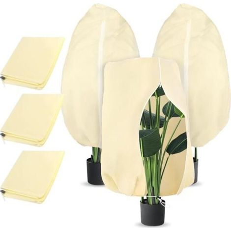 3 Pieces 100x80cm Winter Plant Covers, Tear-Resistant and Reusable, with Zipper