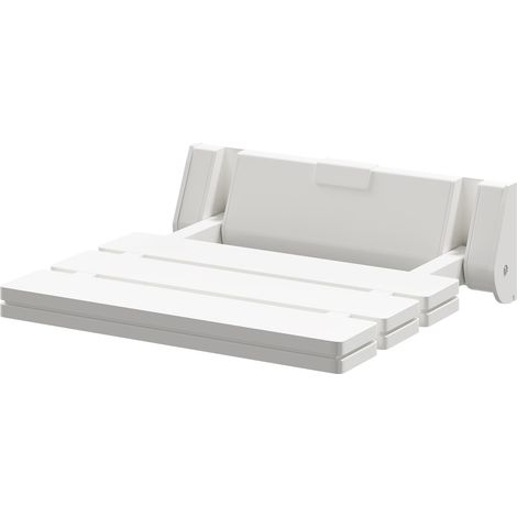 White Resin Wall Mounted Folding Shower Seat (1/5)