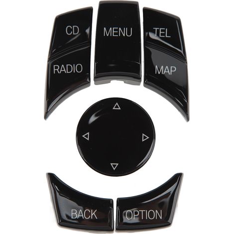 Kit de boutons multimédias pour console centrale de voiture, châssis E, compatible avec les BMW Série 1/3/5, noir laqué. (1/5)