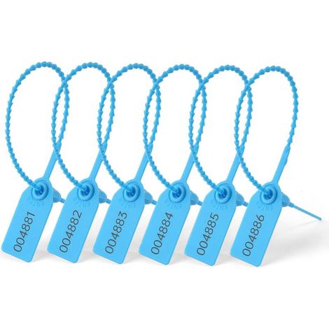 120 scellés de sécurité bleus 250mm - Attaches plastique autobloquantes avec numéro de série - Languettes jetables pour extincteur (1/5)
