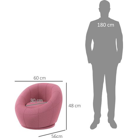 Sillón infantil, muebles infantiles, taburete infantil, peluche, 60 cm x 56 cm x 48 cm, rosa