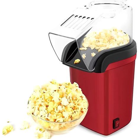 Machine à popcorn à air chaud avec verre doseur pour mesurer les grains de maïs, idéale pour préparer du popcorn sain et sans huile à la maison, parfait pour les soirées cinéma. (1/4)