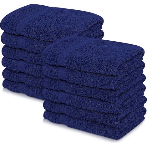 Lot de 12 gants de toilette absorbants à séchage rapide pour salle de sport, spa, golf - 30 x 30 cm - 600 g/m² - Bleu (1/5)