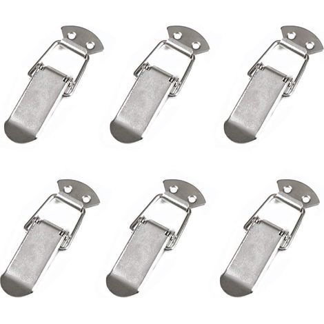 Verrou à ressort en acier inoxydable 304, ensemble de 6 verrous de sécurité pour boîtes à outils en métal/bois (sans trou de serrure) (1/5)