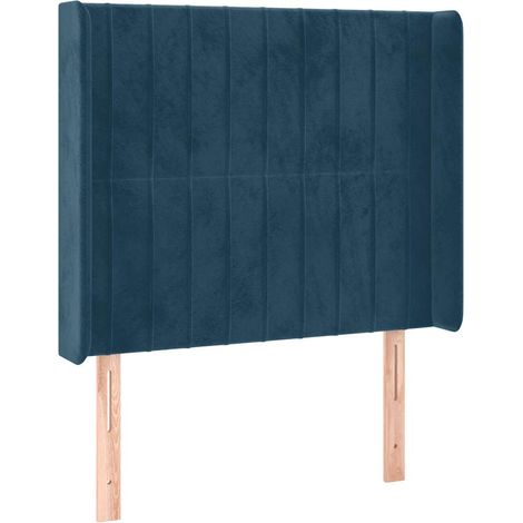 Testiera Testata del letto ad Orecchio Blu Scuro 83x16x118/128 cm in Velluto (1/5)