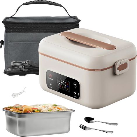 Boîte à lunch électrique, réchauffeur de nourriture portable, alimenté par batterie, BLANC (1/2)