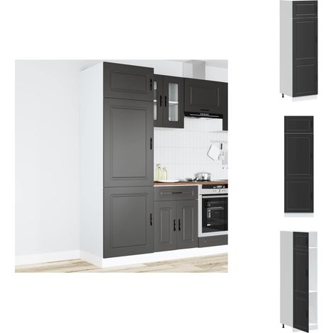 Armoire de cuisine Porto noir bois d'ingénierie - Armoire De Cuisine - Armoires De Cuisine - Armoire De Cuisine Haute - Armoire De Cuisine Latérale (1/5)