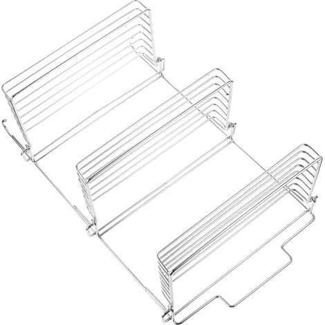 Étagère de douche pliable en acier inoxydable, organisateur salle bain à 3 niveaux avec crochets, (1/5)