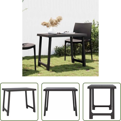 vidaXL Table de pique-nique - Table de camping anthracite 79x56x64 cm PP aspect de bois (1/5)