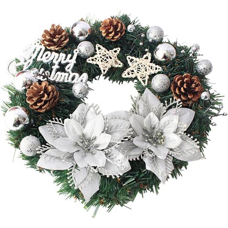 Guirlande De Noël - Couronne Décorative En Plastique Avec Boules - Pour Porte D'Entrée Intérieure Ou Extérieure - 30 Cm - 1 Pièce (1/5)