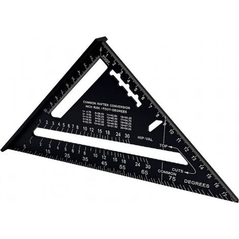 Équerre de charpentier triangulaire en alliage d'aluminium métrique de 7 pouces, rapporteur d'angle (1/5)
