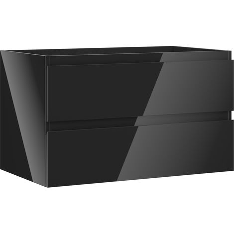 Mexen Orio Badezimmerschrank unter dem Waschbecken 80 cm, 2 Schubladen, schwarzer Glanz - 91A10-08047-2-BFF70