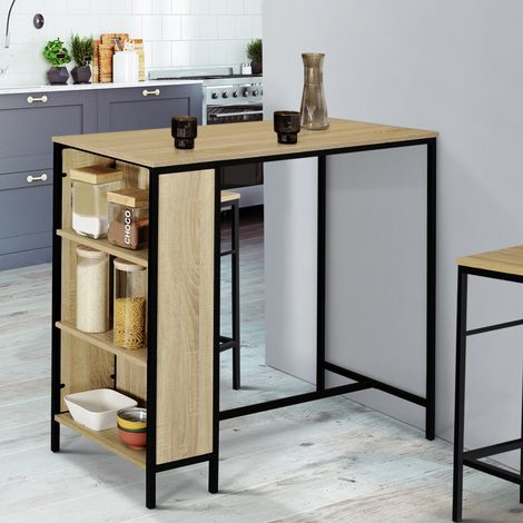 Conjunto de mesa de bar y 2 taburetes de diseño industrial DETROIT (1/5)